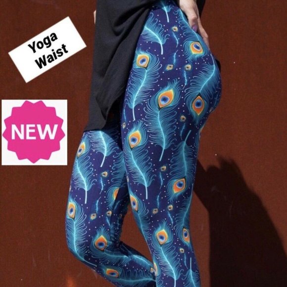 MomMe And More Pants - Plus NEW Womens Peacock Leggings Soft Yoga Waist Pants